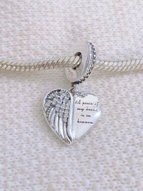 Angle Wings Charm A Piece of My Heart is in Heaven Memorial Charm